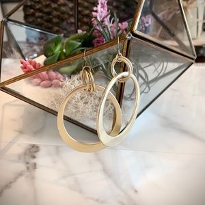 Large Matte gold plated hoops light weight